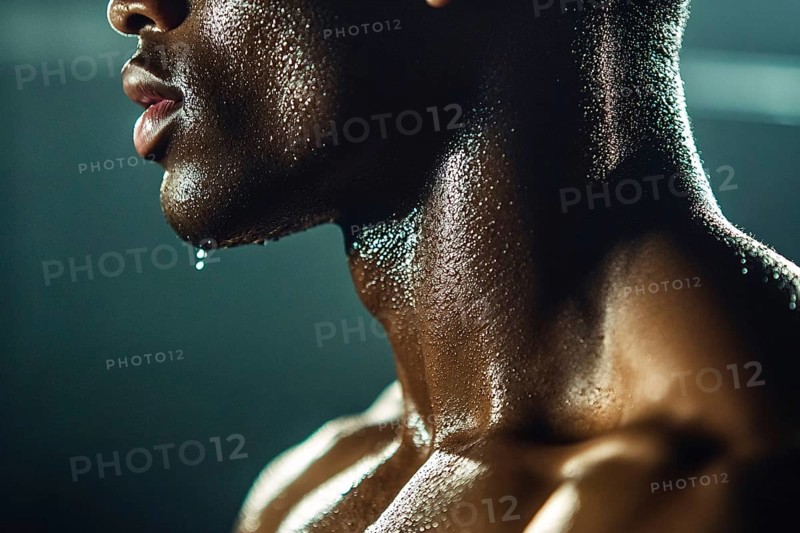 Close up of sweating man after workout. Generative Ai, AI generated