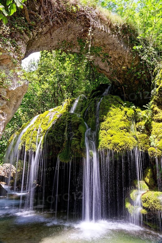 The Oasi Cascate Capelli Di Venere waterfall, also known as Fontana Capello, is located in the Cilento, Vallo di Ciano e Alburti National Park. The national park is the second largest national park in Italy. Casaletto Spartano, Province of Salerno, Campania, Southern Italy, Southern Europe