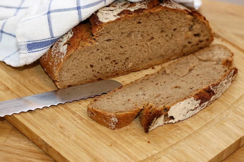 Close-up of a good, crusty sliced loaf of bread