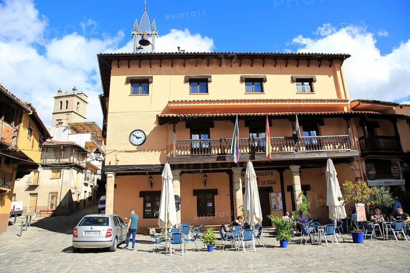 Traditional architecture town hall Ayuntamiento, Garganta la Olla, La Vera, Extremadura, Spain, Europe