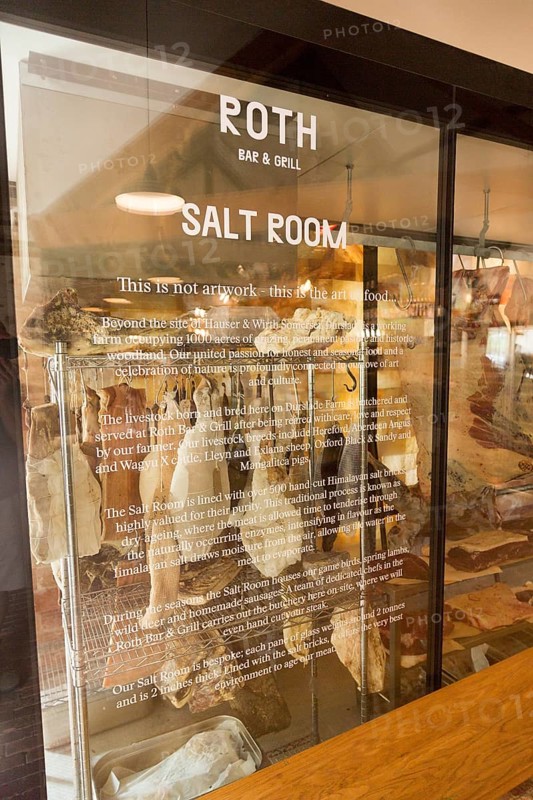 Hauser and Wirth art gallery, restaurant and garden, Durslade Farm, Bruton, Somerset, England, UK Roth salt room meat store