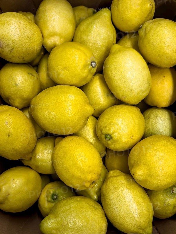 Lemons (Citrus limon) without packaging loose pieces in display of fruit trade greengrocer grocery shop grocer grocer supermarket, Germany, Europe