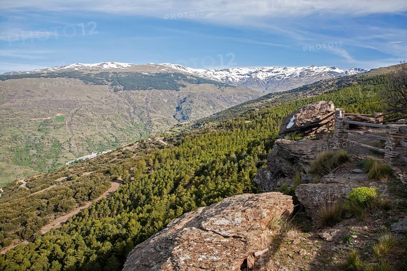 Snow capped Sierra Nevada Mountains, High Alpujarras, near Capileira, Granada Province, Spain, Europe