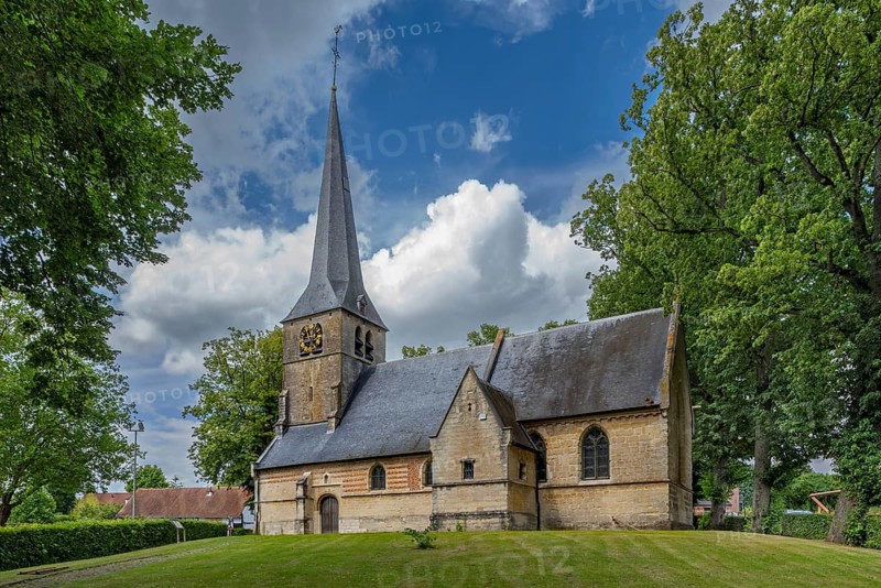 1250 St. Anna's Church, Sint-Annakerk, depicted in the painting The Blind Leading the Blind by Pieter Breughel the Elder at Sint-Anna-Pede, Belgium, Europe