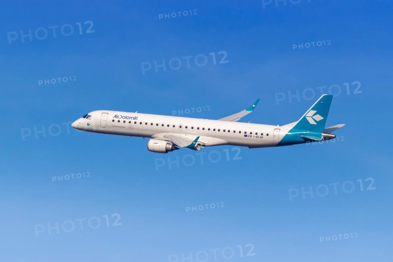 An Embraer ERJ 195 aircraft of Air Dolomiti with the registration number I-ADJM at the airport in Munich, Germany, Europe