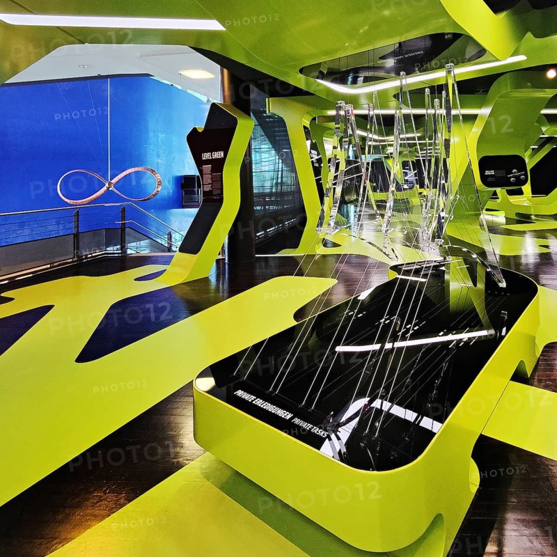 Futuristic exhibition Level Green with three-dimensional network, Autostadt, Wolfsburg, Lower Saxony, Germany, Europe
