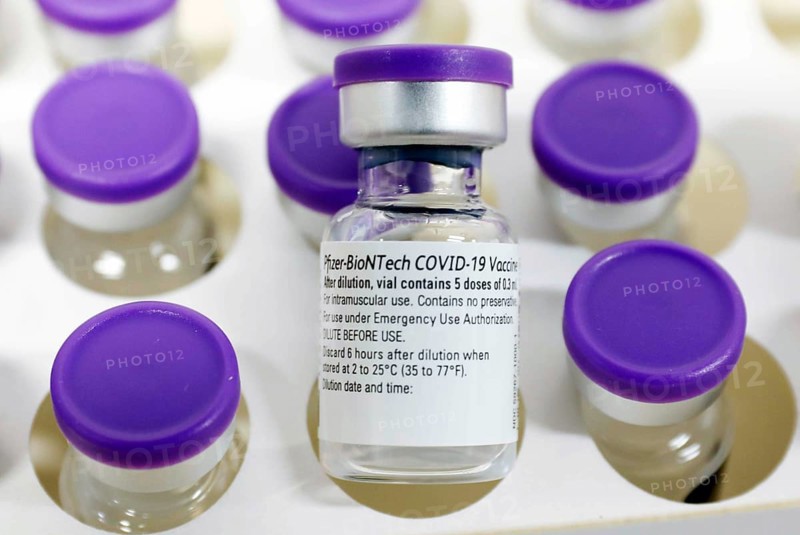 Vaccine vials with the Covid19 Biontech Pfizer vaccine, Schönefeld, 15 February 2021