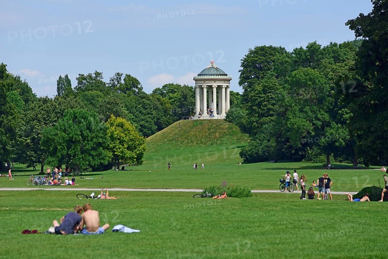 Europe, Germany, Bavaria, Munich, English Garden, City Park between Lehel and Schwabing, View of the Monopteros from 1836, Hamburg, Hamburg, Federal Republic of Germany, Europe