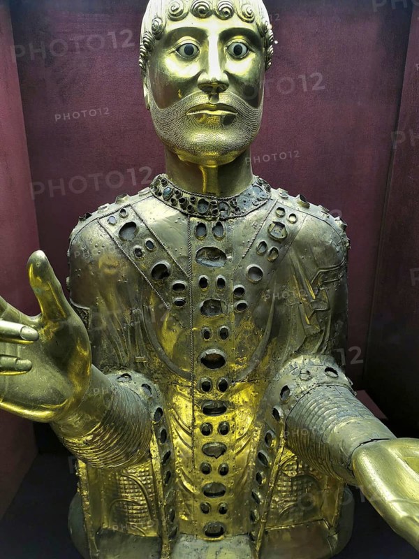 Bust of Saint Baudime located in the church of Saint-Nectaire, Puy de Dome, Auvergne-Rhone-Alpes, France, Europe