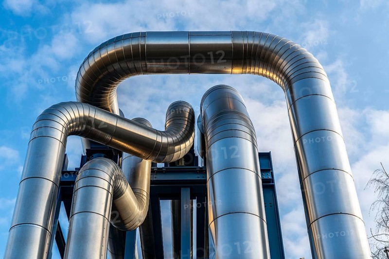 The Datteln 4 hard coal-fired power plant, operated by Uniper, on the Dormtund-Ems Canal, scheduled to go online in summer 2020 following the coal compromise, district heating pipelines, Datteln, Germany, Europe