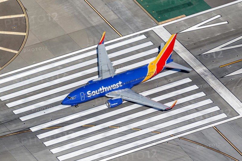 A Southwest Airlines Boeing 737-700 aircraft with registration number N7838A at Los Angeles Airport, USA, North America