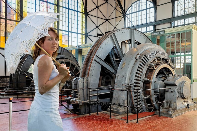 Zeche Zollern Machine Hall Art Nouveau Interior with Model Dortmund Germany
