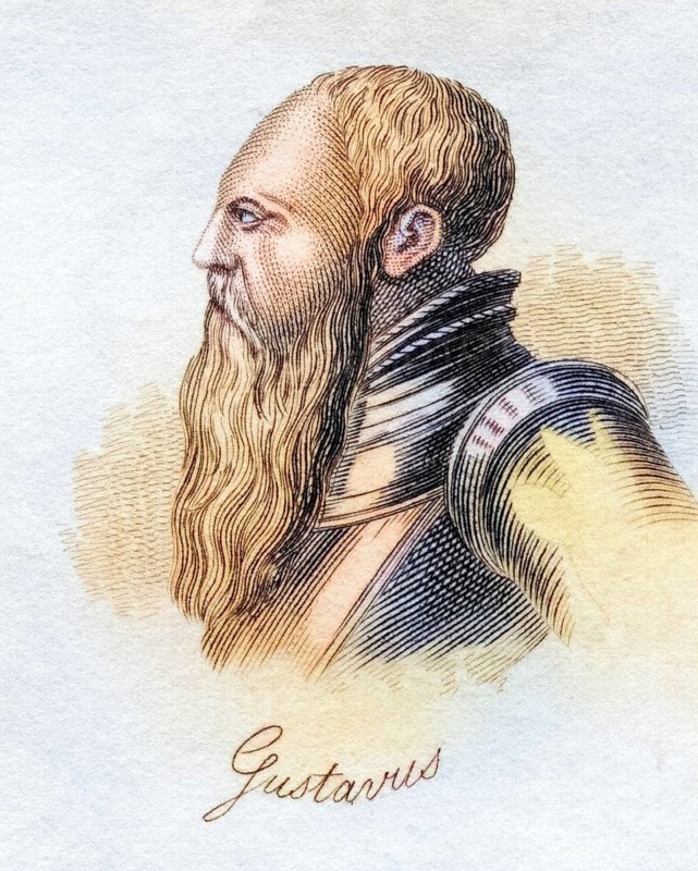 Gustav I. Vasa original name Gustav Eriksson Vasa c1496-1560 King of Sweden from the book Crabbs Historical Dictionary from 1825, Historical, digitally restored reproduction from a 19th century original, Record date not stated