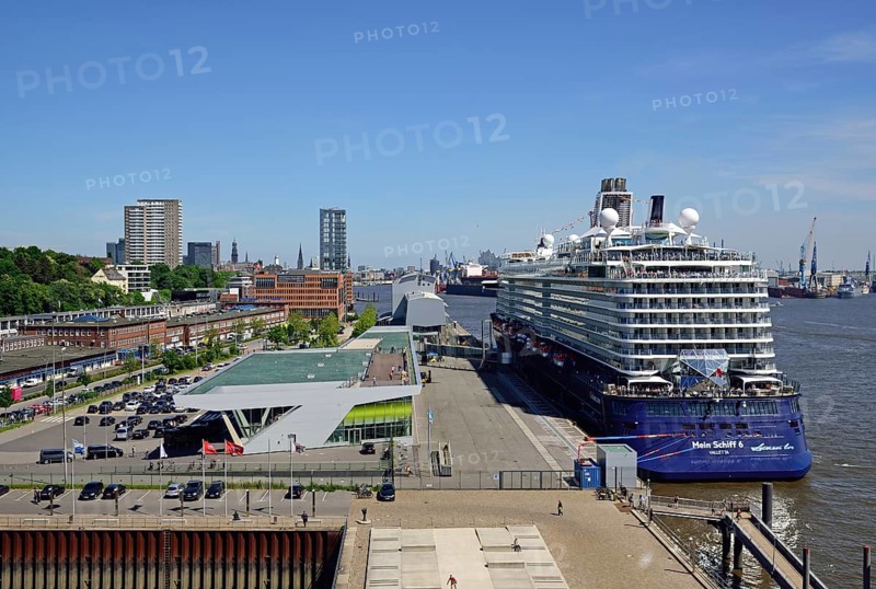 Europe, Germany, Hamburg, Elbe, Cruise Centre Altona, passenger ship, Mein Schiff 6, deck superstructure, stern view, Hamburg, Hamburg, Federal Republic of Germany, Europe