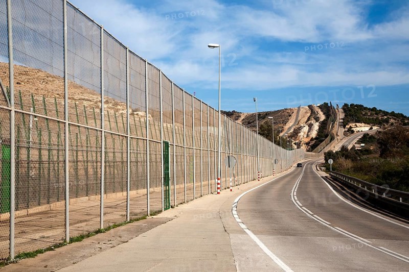 High security fences separate the Spanish exclave of Melilla, Spain from Morocco, north Africa, January 2015