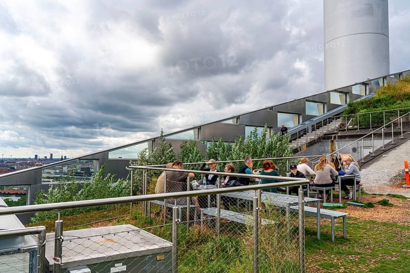 CopenHill, waste incineration plant and artificial ski slope, viewing platform, garden and gastronomy, 90 metres high and 400 metres long slope on artificial turf, Copenhagen, Denmark, Europe