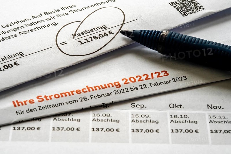 Symbolic image of electricity bill, billing of an electricity provider, additional payment due to increased energy costs and also consumption of electricity