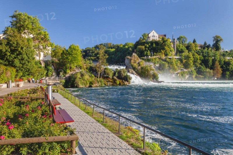 Rhine Falls of Schaffhausen with Laufen Castle, Neuhausen near Schaffhausen, Switzerland, Neuhausen, Canton of Schaffhausen, Switzerland, Europe