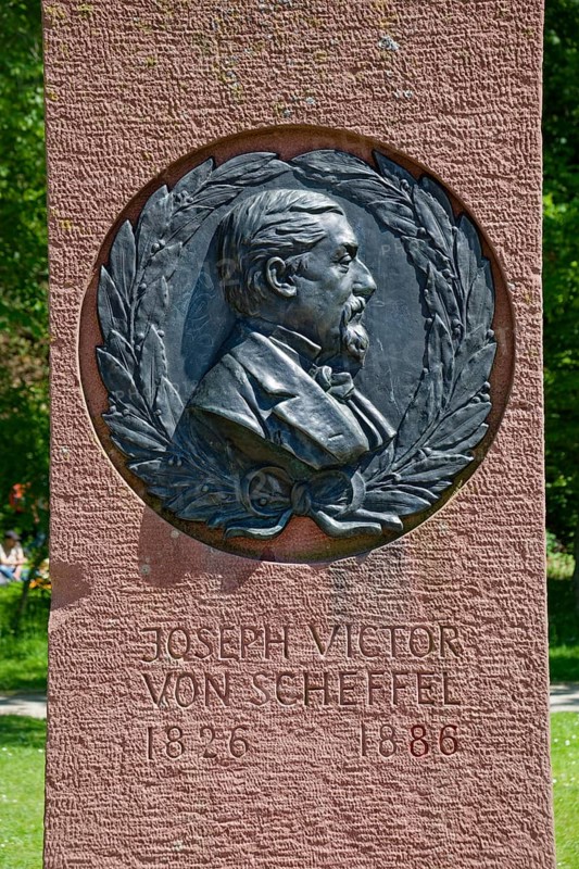 Memorial to Joseph Victor von Scheffel, writer and poet of the 19th century, Scheffel Terrace, Heidelberg Castle, Heidelberg, Baden-Württemberg, Germany, Europe