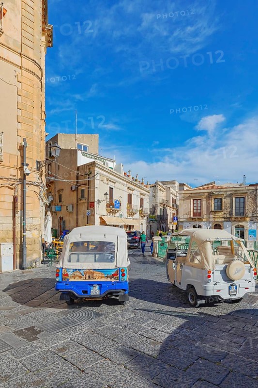 Ape cars, Ortygia, Syracuse, Sicily, Italy, Europe