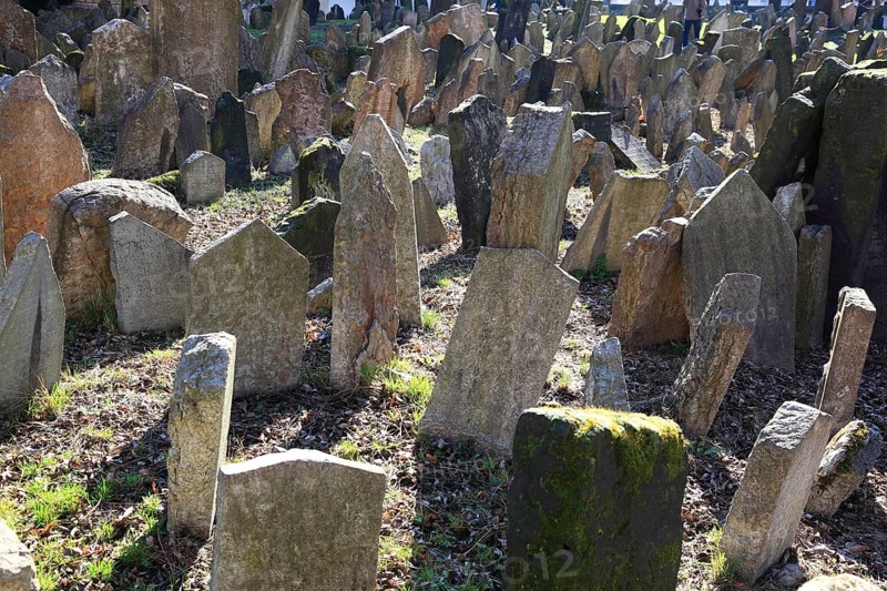 The Old Jewish Cemetery in the Josefov district is one of the most historically significant Jewish cemeteries in Europe. It contains over 12, 000 gravestones and presumably the remains of 100, 000 people, Prague, Czech Republic, Europe