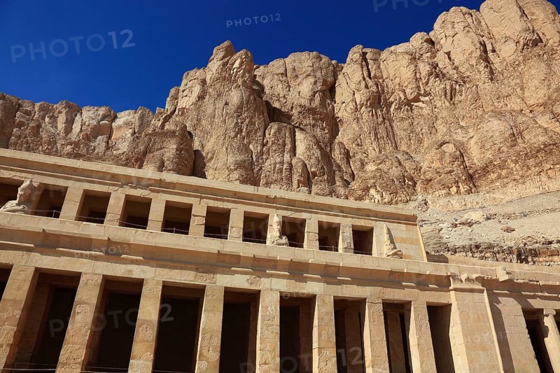 Part of the temple complex, mortuary temple of the first female pharaoh Hatshepsut, Hatshepsut Temple in Deir el-Bahari on the west bank of the Nile in Thebes, Africa, Egypt, Africa