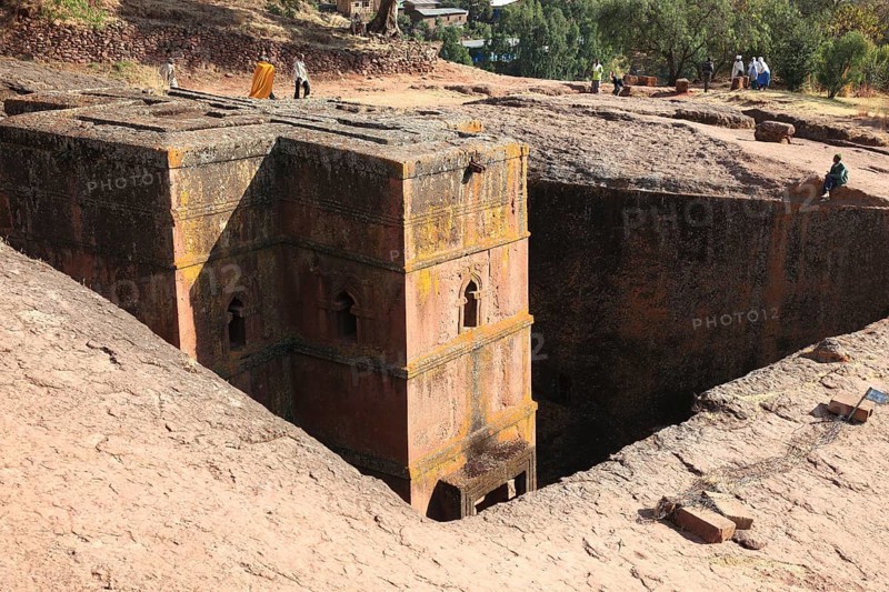 Rock churches in Lalibela, the rock church of St George, Bete Kiddus Georiys, Bete Ghiorgis Church, Ethiopia, Africa