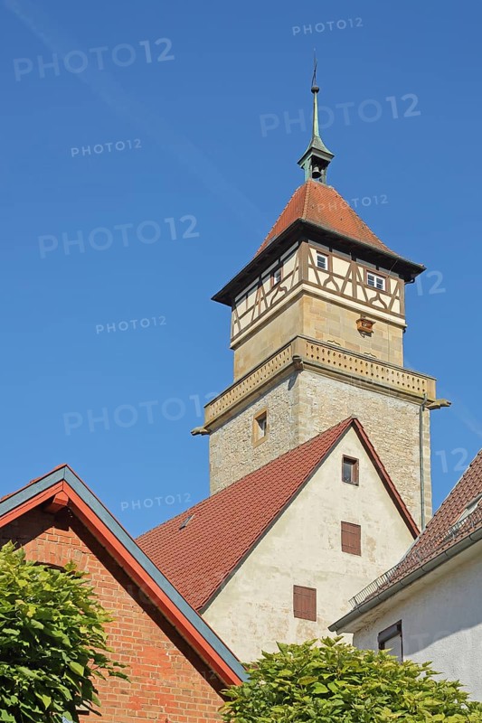 Historic high watchtower built 13th century, city tower, Waiblingen, Baden-Württemberg, Germany, Europe