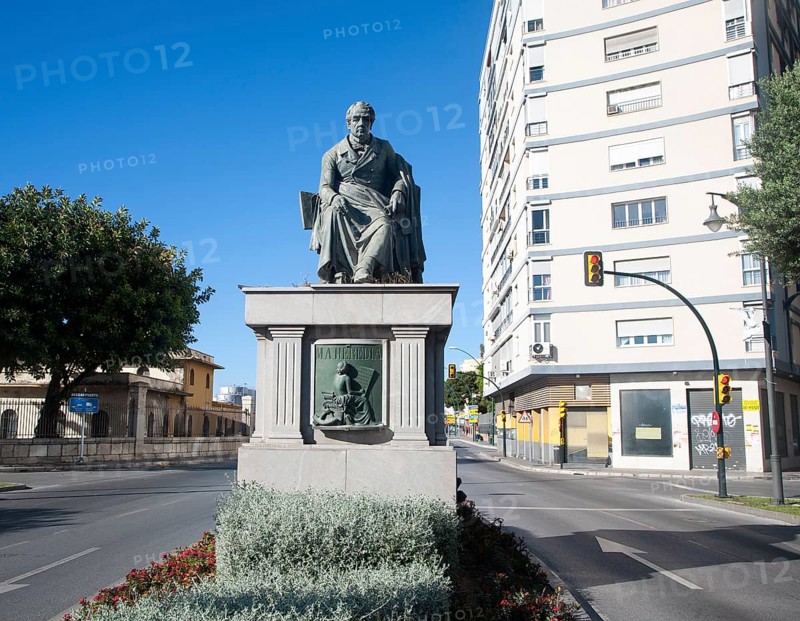 Statue of Manuel Agustin Heredia in Malaga city centre, Spain, Europe