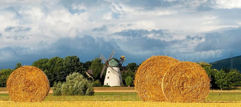 Historic windmill with straw bales Tündern Hameln Germany