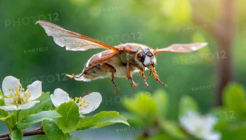 Animals, symbol, close-up of a cockchafer in flight, Melolontha melolontha, AI-generated, AI generated