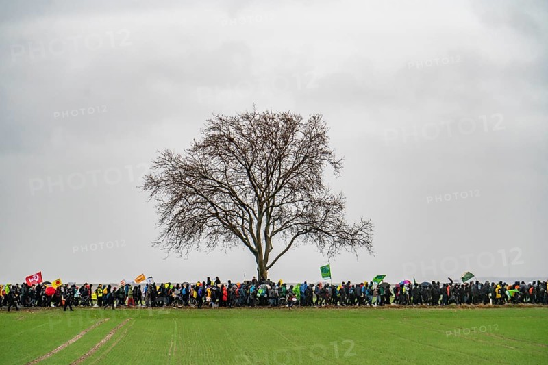 Demonstration against the demolition of the lignite village of Lützerath, from the village of Keyenberg the demonstrators marched to the edge of the Garzweiler open-cast mine and on to the rest of the village of Lützerah, Erkelenz, North Rhine-Westphalia, Germany, Europe