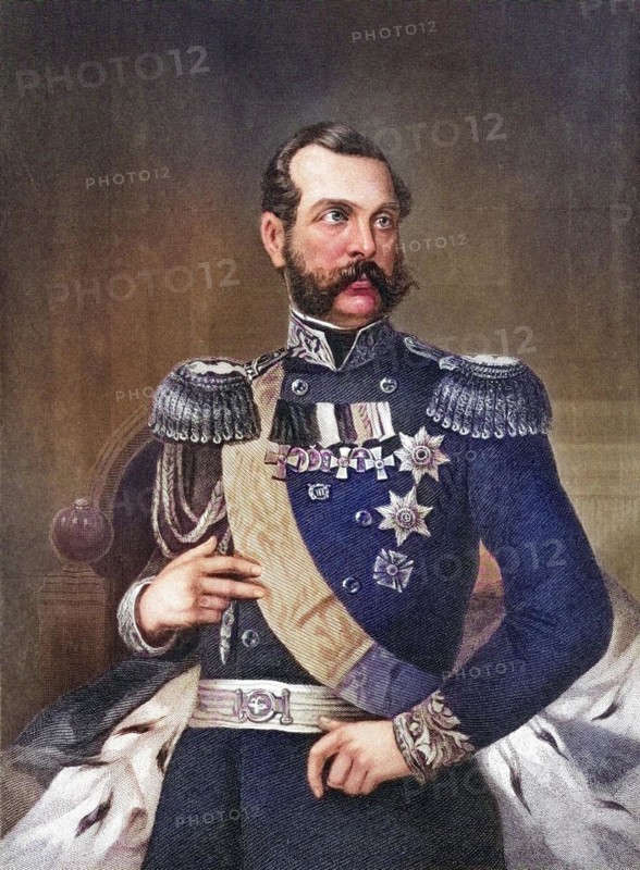 Emperor Alexander 2nd of Russia 1818 to 1881 19th century engraving after Alonzo Chappel, Emperor Alexander 2nd of Russia 1818 to 1881 19th century engraving after Alonzo Chappel, Historic, digitally restored reproduction from a 19th century original, Record date not stated
