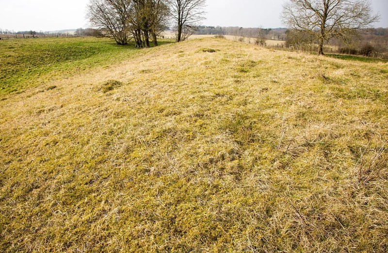 White Barrow neolithic long barrow burial mound tumulus, near Tilshead, Salisbury Plain, Wiltshire, England, UK