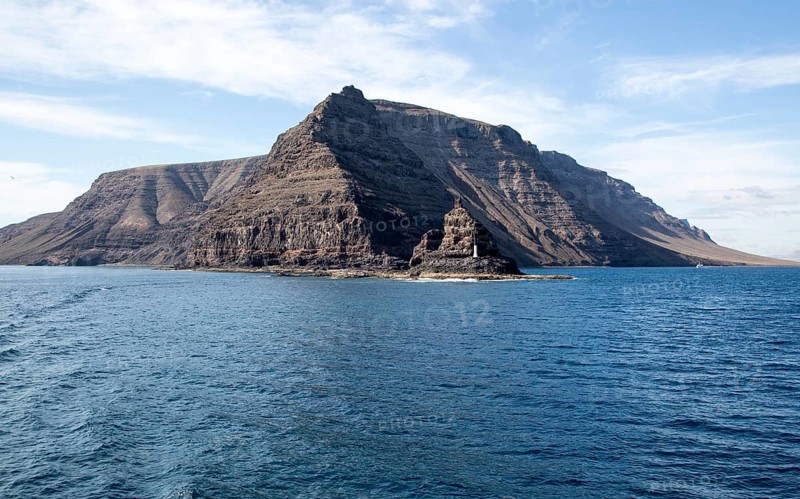 Steep gullied cliffs near Punta Fariones, Chinijo Archipelago, Orzola, Lanzarote, Canary Islands, Spain, Europe