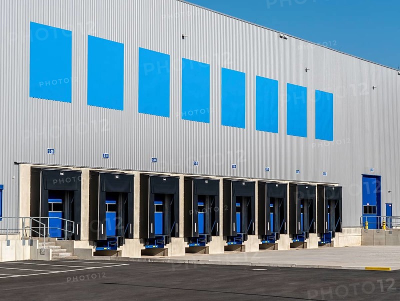 New construction of a logistics hall in Duisburg-Wanheim, part of the Logport 2 site, still unused, modern logistics location, Duisburg North Rhine-Westphalia, Germany, Europe