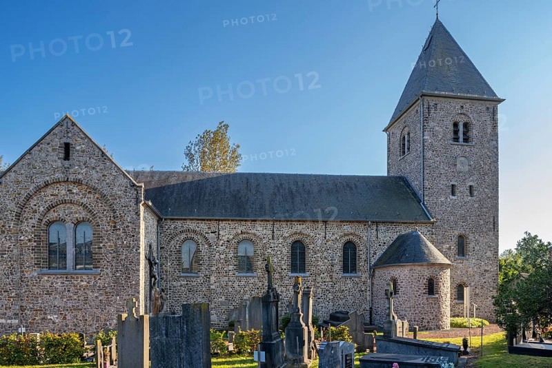 11th century Roman Sint-Pietersbandenkerk, St. Peter in Chains Church in the village Wintershoven near Kortessem in the province of Limburg, Belgium, Europe