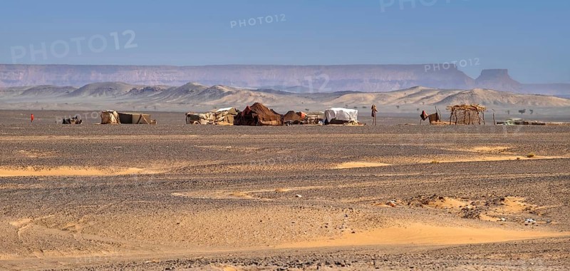 Bedouin tents in the Sahara Desert near Merzouga, Drâa-Tafilalet, Errachidia, Morocco, Africa
