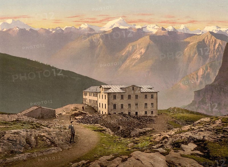 Gemmi, Hotel Wildstrubel, Bernese Oberland, Switzerland, Historic, digitally restored reproduction from a 19th century original, Record date not stated, Bernese Oberland, Switzerland, Historic, digitally restored reproduction from a 19th century original, Record date not stated, Europe