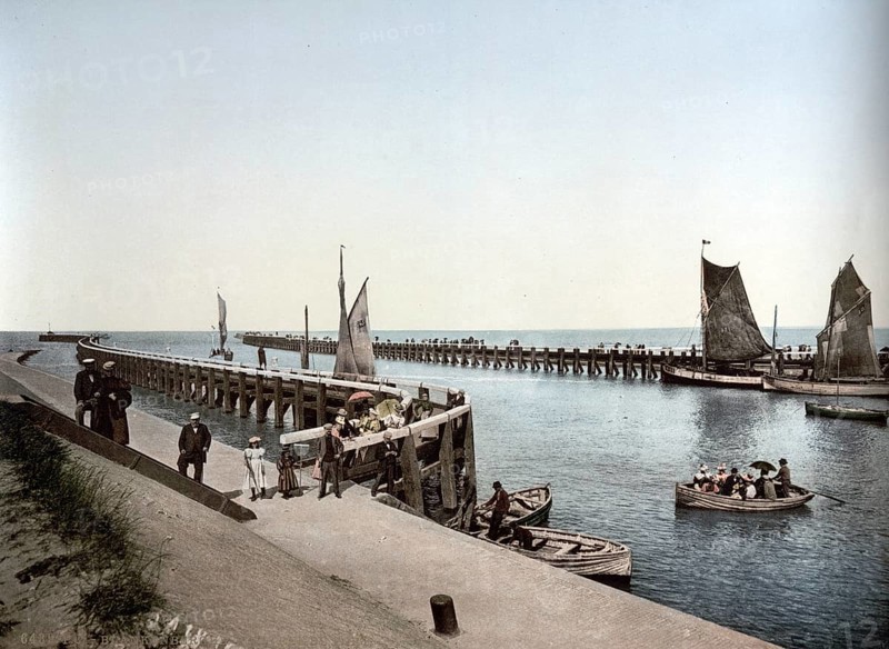 Harbour entrance, Blankenberge, Belgium, ca 1890, Historical, digitally restored reproduction from a 19th century original, Record date not stated, Europe