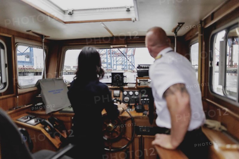 Annalena Bärbock (Bündnis 90/Die Grünen), Federal Foreign Minister, photographed during a boat trip through the port of Hamburg on the barge 'Diplomat' during the Foreign Minister's trip to Germany in Hamburg, 26 July 2024. /
