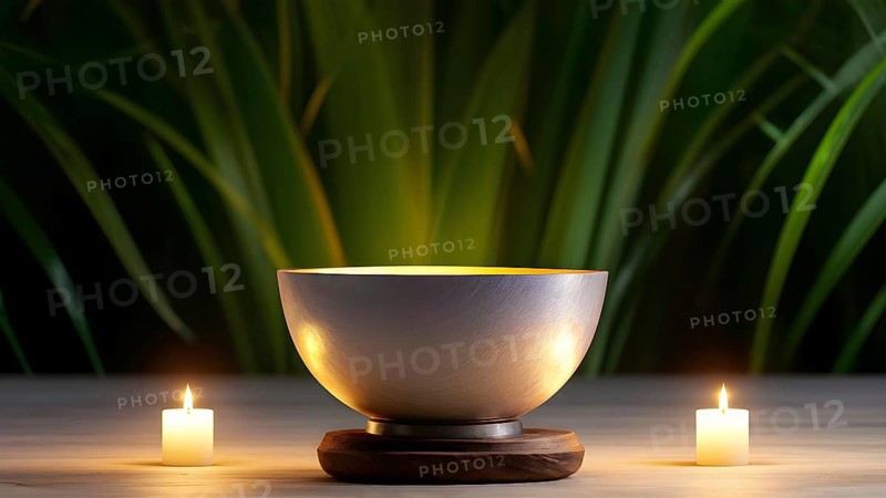 Tibetan singing bowl as Symbolic images for relaxation, AI generated