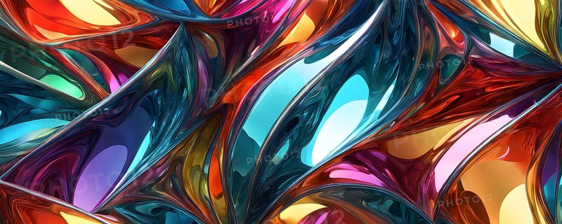 3d rendering of vibrant colored abstract changing glass design in an ornament structure, AI generated