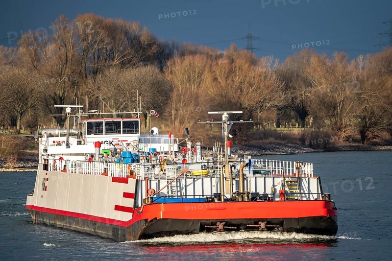 HKG gas tanker Gas81, on the Rhine near Duisburg, North Rhine-Westphalia, Germany, Europe