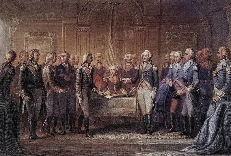 Interview of Howe's messenger with Washington 1776, USA, Historical, digitally restored reproduction from a 19th century original, Record date not stated, North America