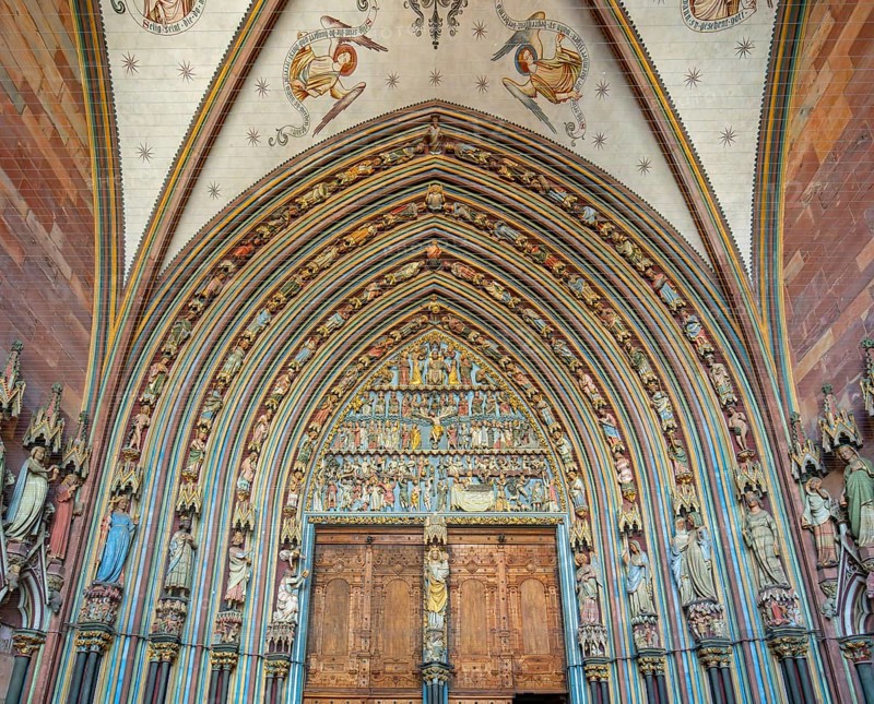Church, entrance, portal, Freiburg Minster