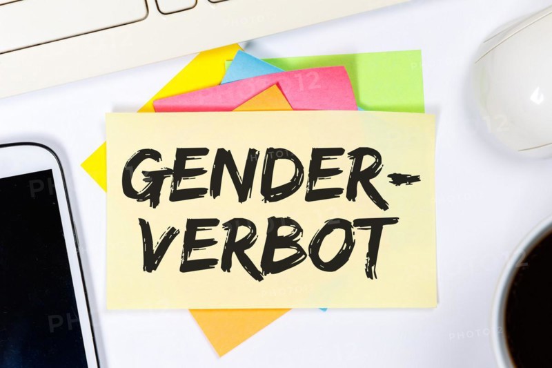 Gender ban Gender ban Gender-appropriate language Communication Concept on desk in