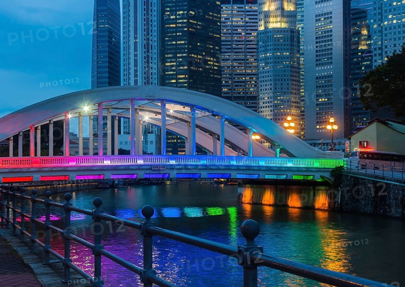 Rainbow coloured bridge in Singapore city centre