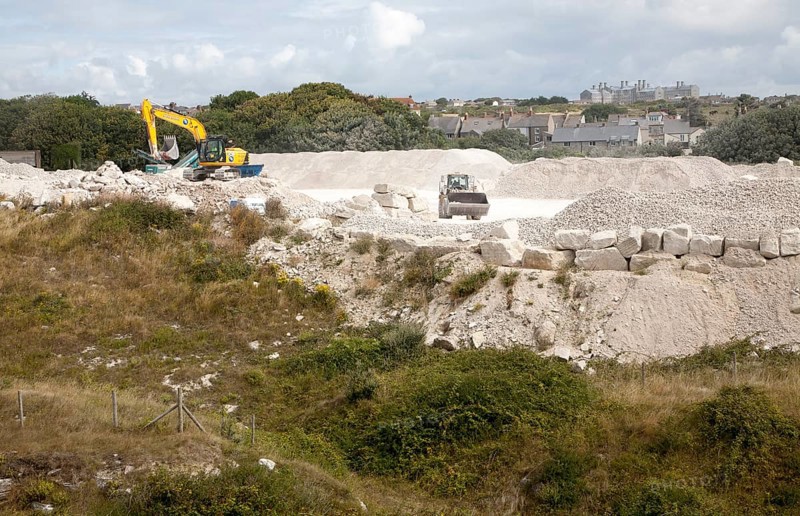 Working stone quarry, Easton, Isle of Portland, Dorset, England, UK
