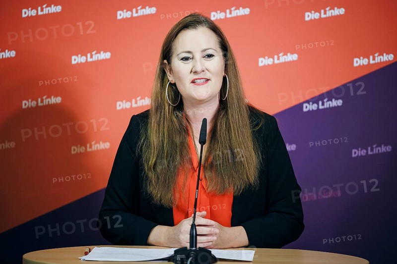 Janine Wissler, Chairwoman of the Left Party, recorded at a press conference in Berlin, 19 August 2024